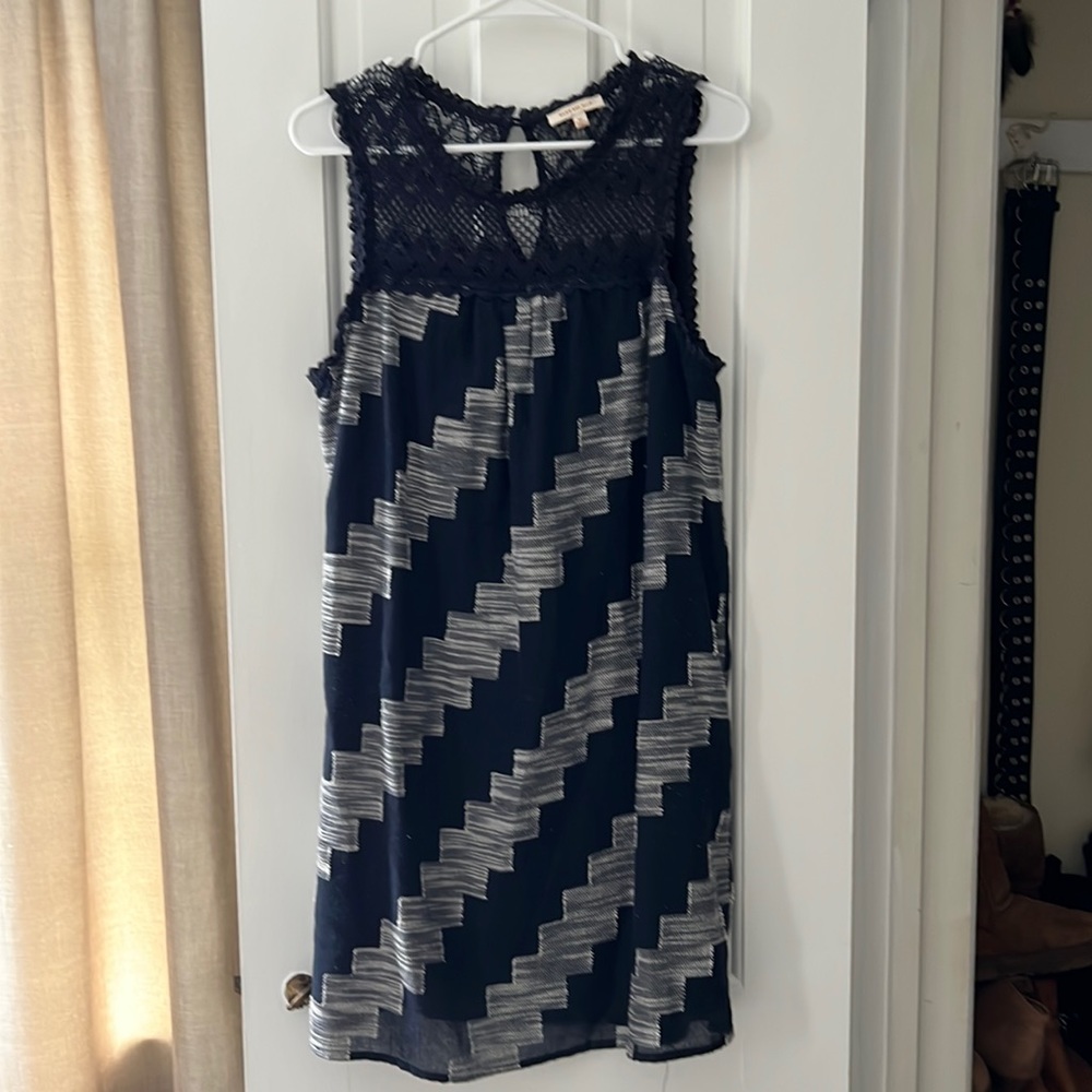 Skies are Blue Navy Blue and White Sun Dress